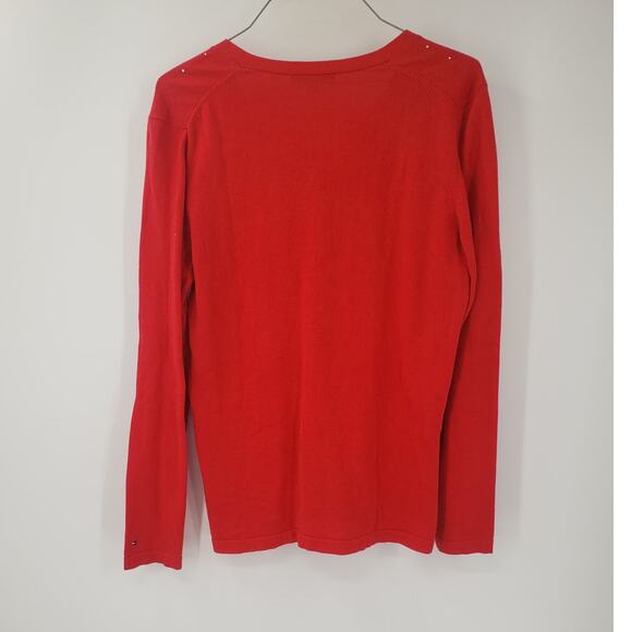 TOMMY HILFIGER Red Long Sleeve Sweater Womens Size Large L - Picture 2 of 4